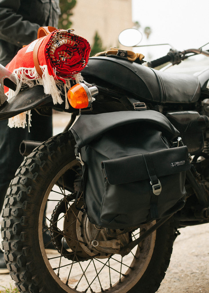Iron and Resin Motorcyle Pannier Bag in Black