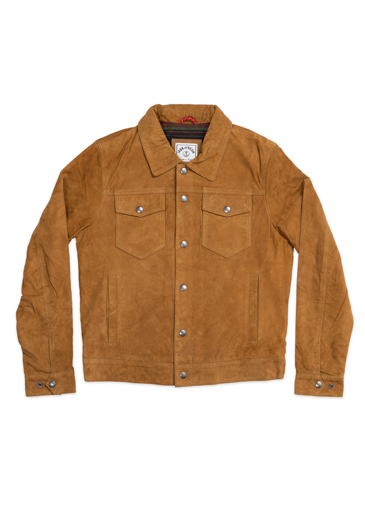 Iron and Resin Ojai Goat Suede Jacket in Cognac Rough Out