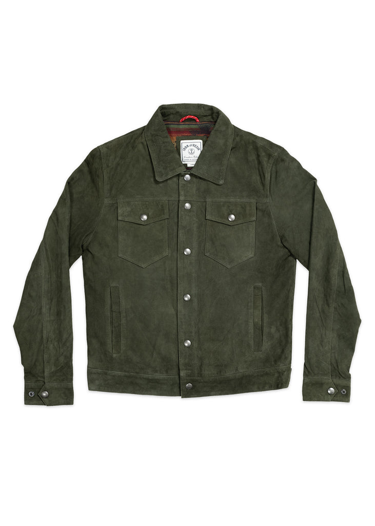 Iron and Resin Ojai Goat Suede Jacket in Ponderosa Green