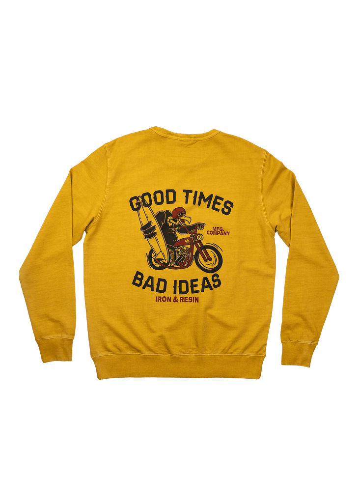 Good Times Bad Ideas Crewneck - Iron & Resin