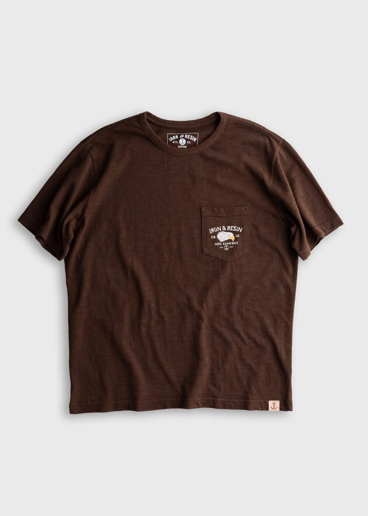 Men’s 7.5 oz organic combed cotton Brown t-shirt with custom graphic print and soft feel, lightweight everyday tee