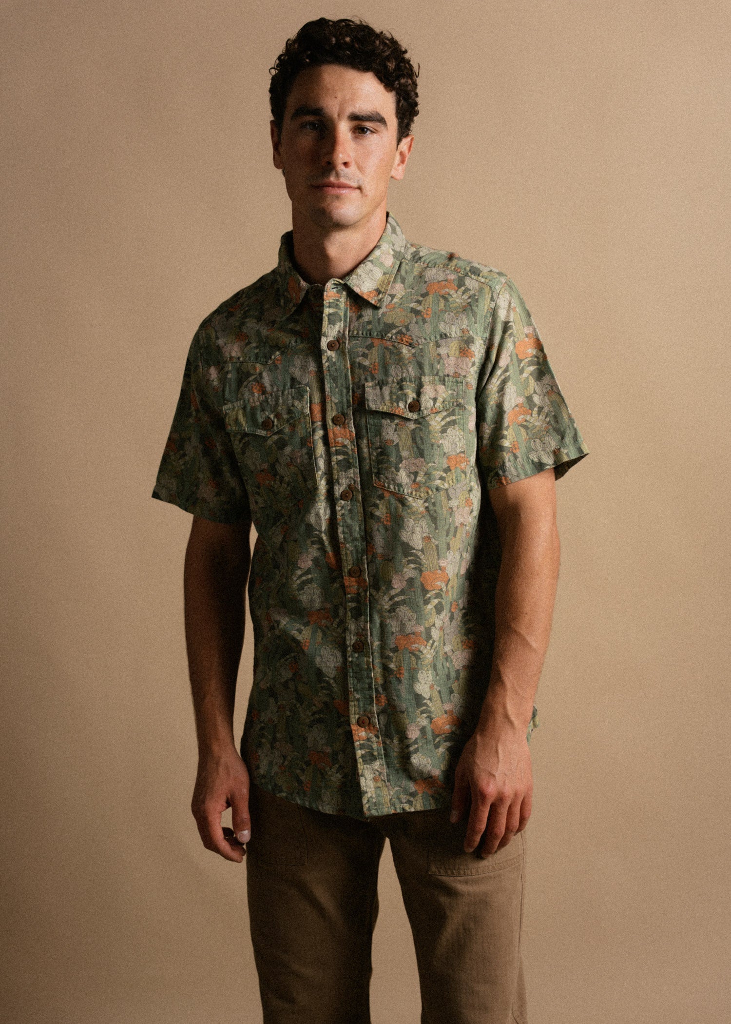 cactus man dress shirt Men's Vintage Black Cactus & Stars Chain Stitch Embroidered Western Shirt