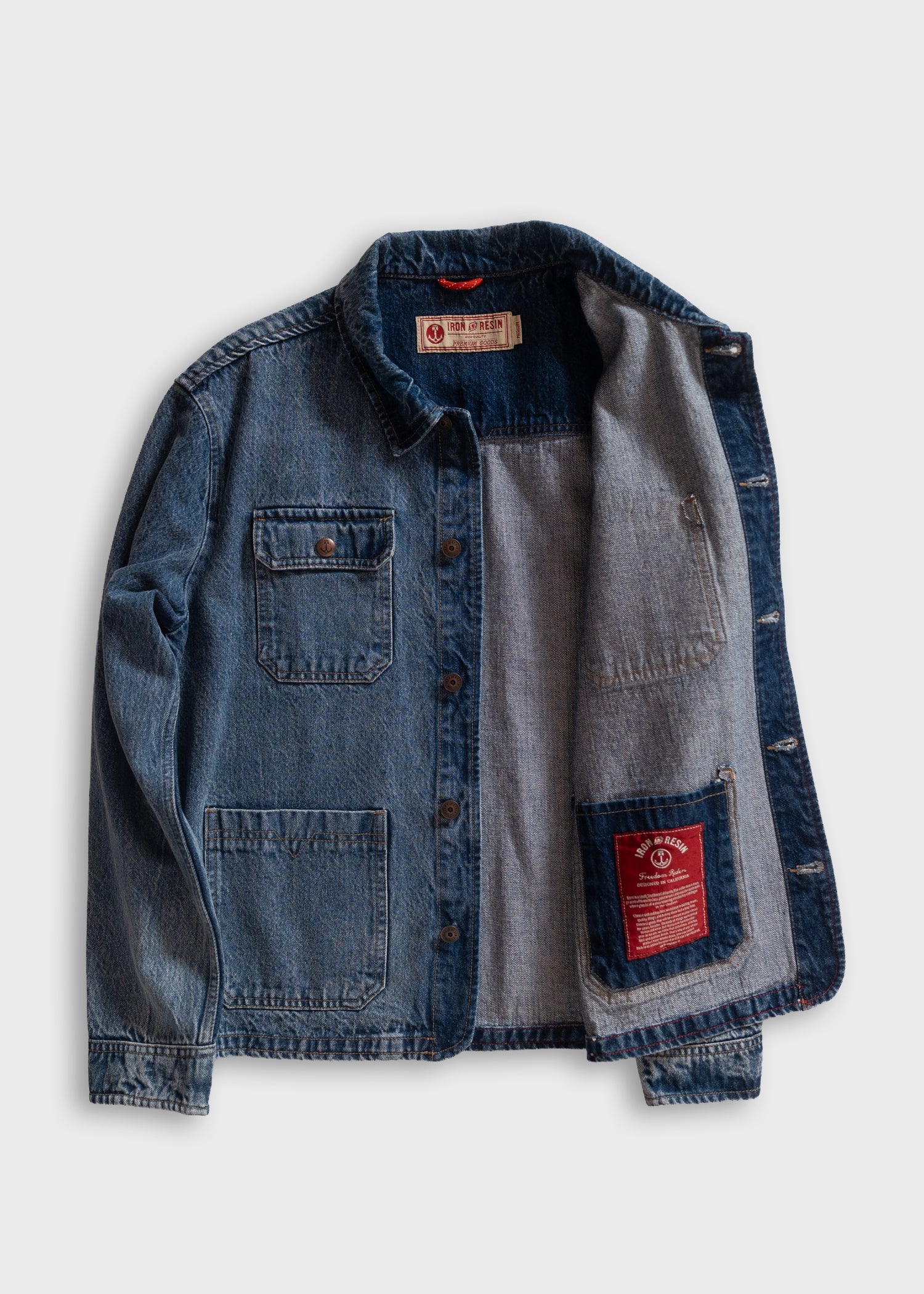 Kettle Jacket | Blue Chore Coat in Cotton Denim – Iron & Resin
