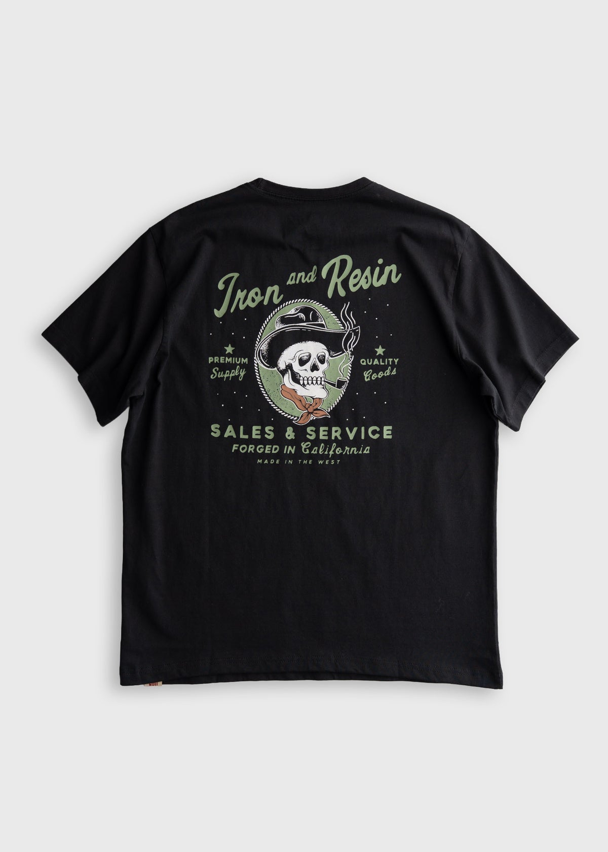 Men’s 7.5 oz organic combed cotton t-shirt in black, with custom graphic print and soft feel, lightweight everyday tee
