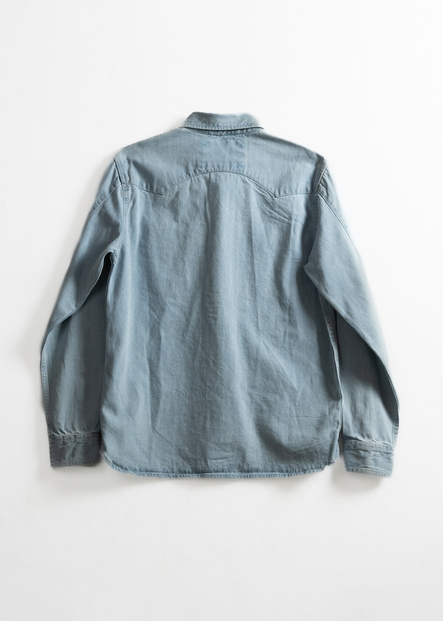 Denim Western Shirt for Men – Indigo & Bleach Pearl Snap Button-Up