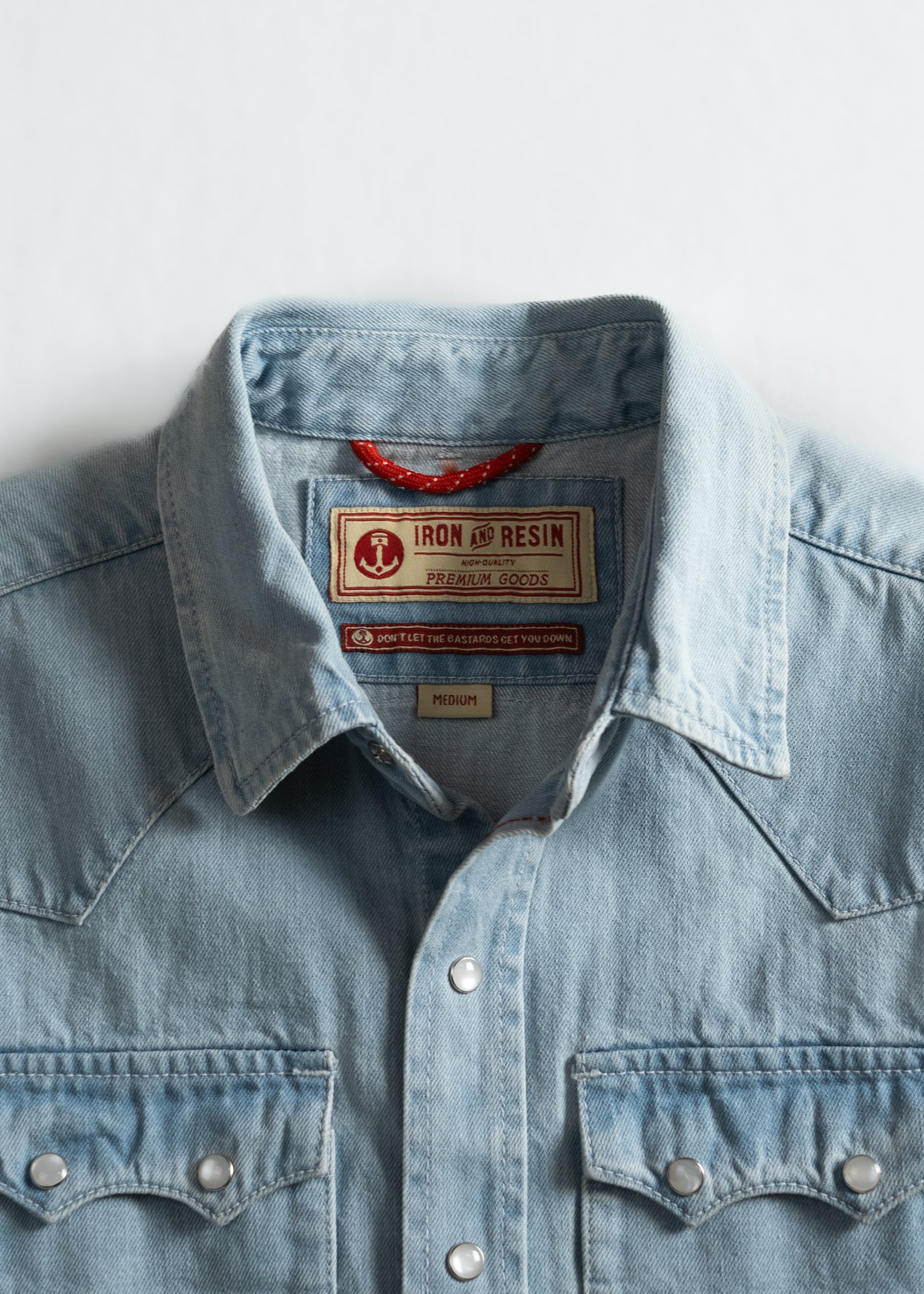Denim Western Shirt for Men – Indigo & Bleach Pearl Snap