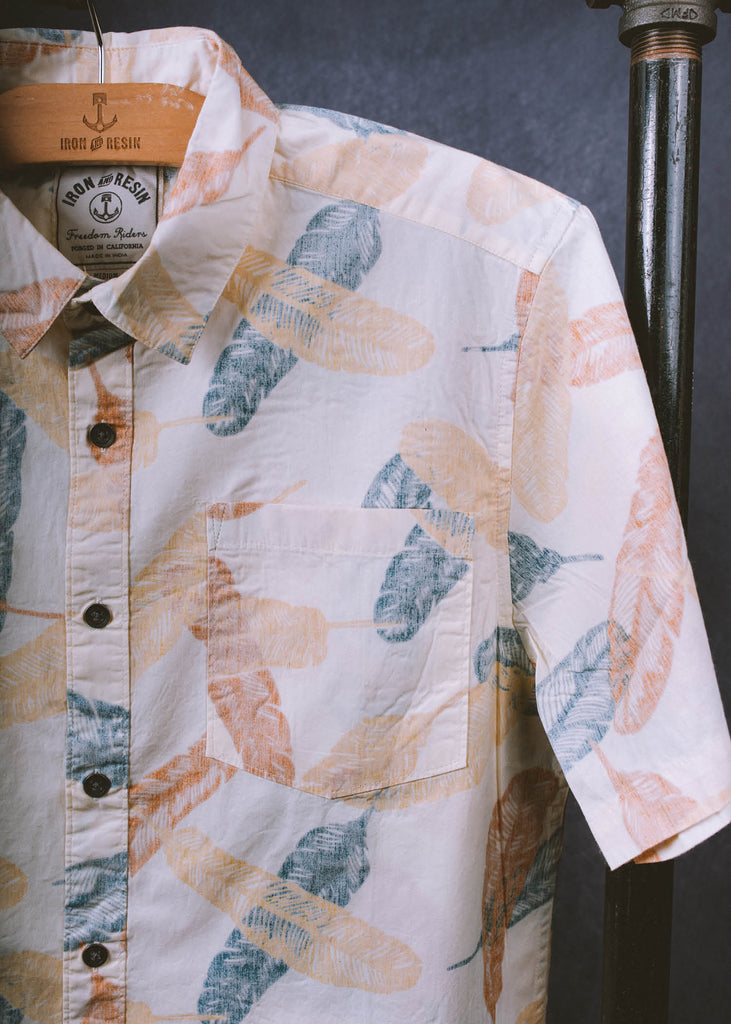 Iron & Resin Feathers Shirt Chest Pocket in Natural