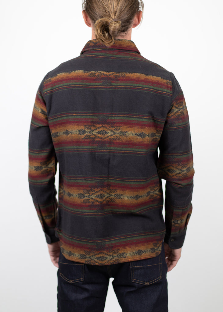 Iron & Resin Klamath Flannel Shirt - Jacquard Flannel Fit Model Back