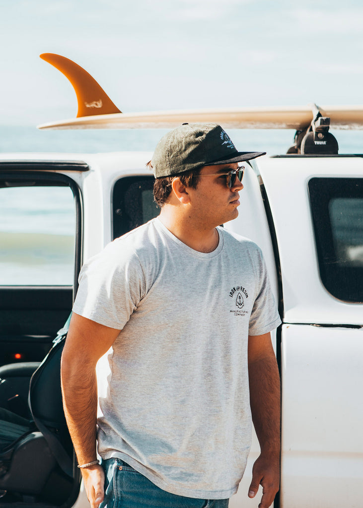 Iron & Resin - Trail Blazers Tee in Heather Grey on Model