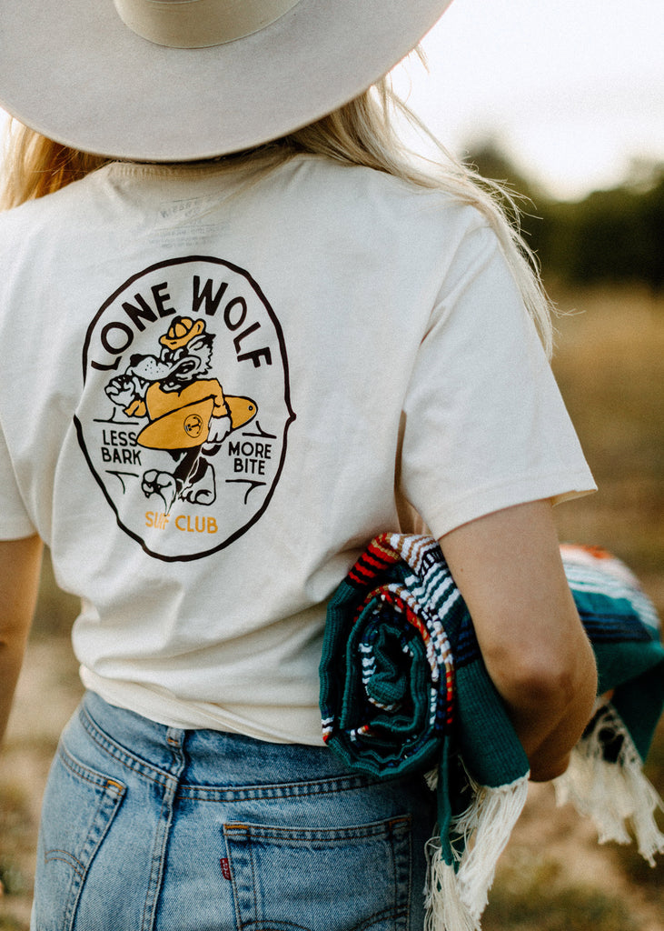 Iron & Resin - Lone Wolf Pocket Tee Back Graphic in Natural