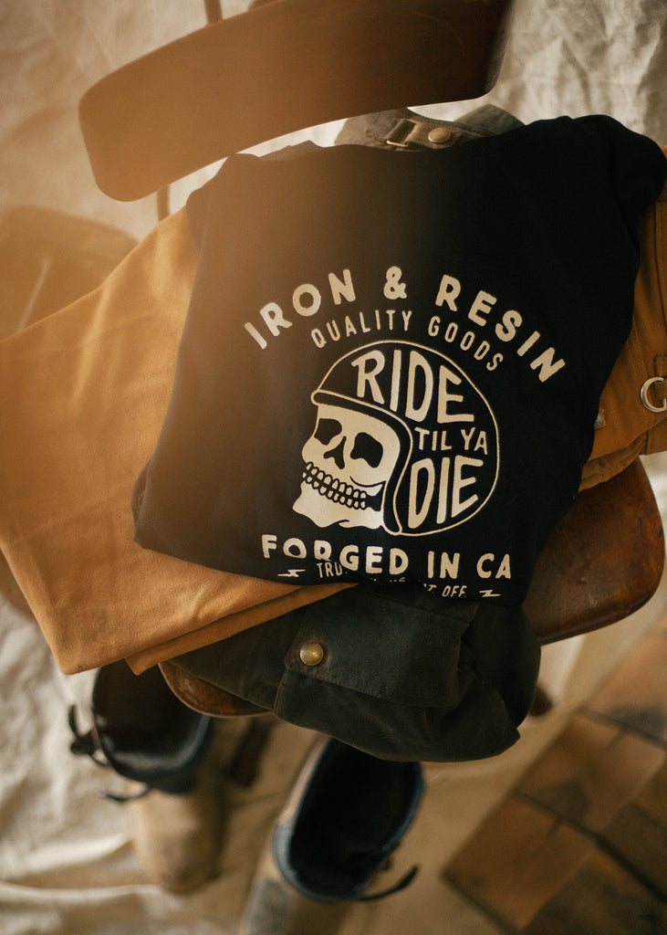 Iron & Resin Skull Ride Graphic Tee In Black